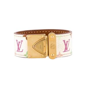 Louis Vuitton Gold-tone Multicolor Leather Koala Lock Bracelet
